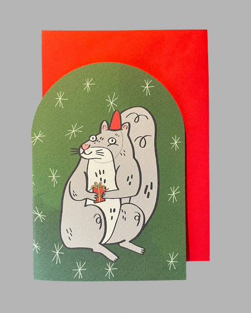 Squirrel Festive Card by Fernandes Makes