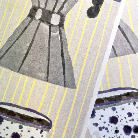Coffee Pot & Mugs A3 Risograph Print