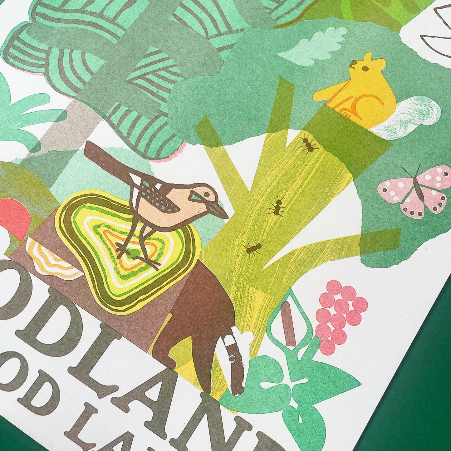 'Woodland is Good Land' Colourful Risograph Print