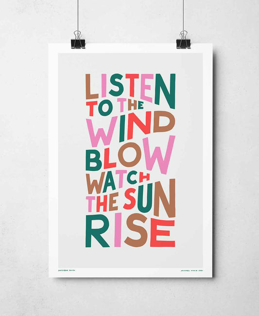 Listen To The Wind Blow Song Lyric Typography Print