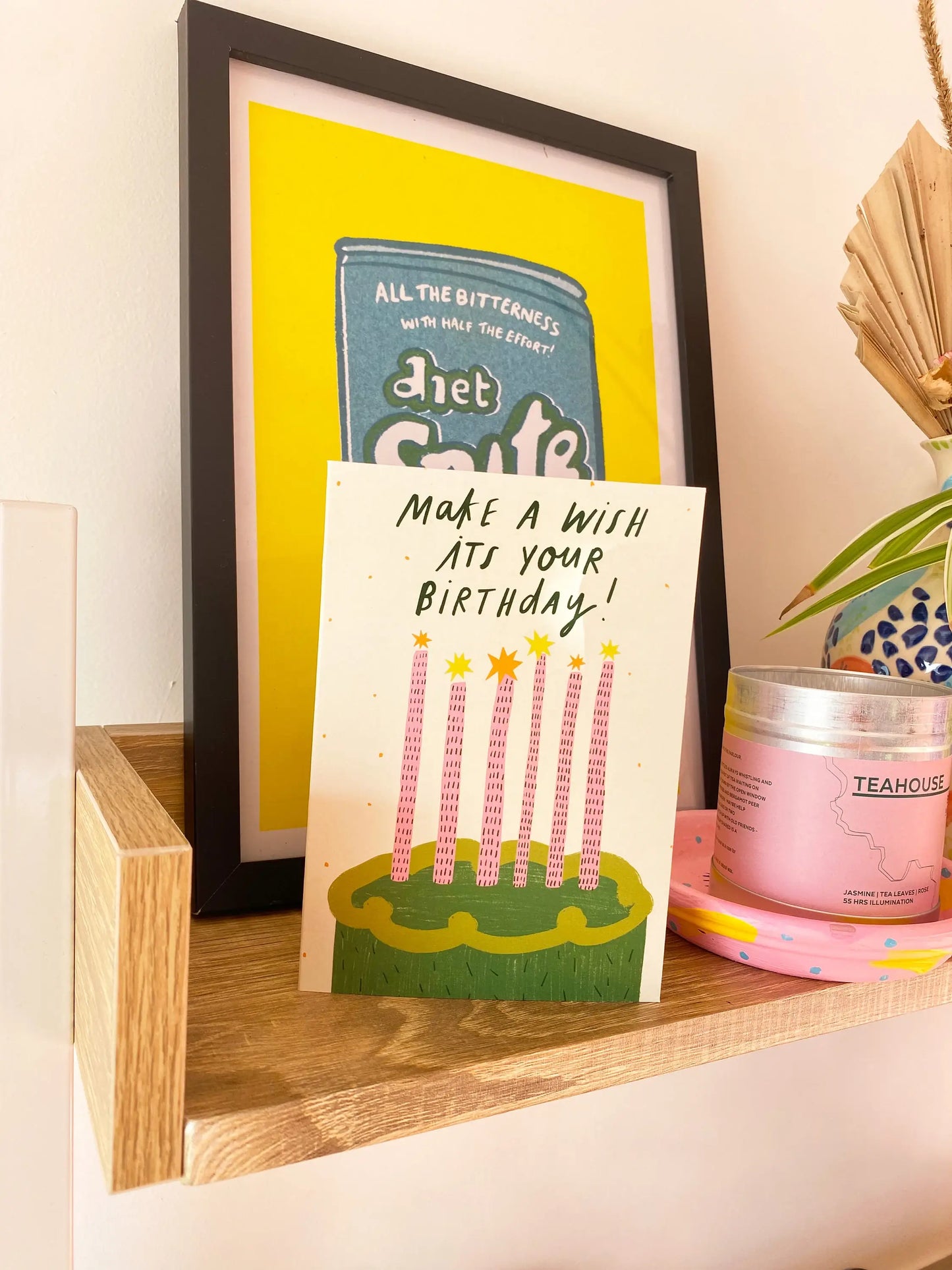 Make a Wish Green Cake Birthday Greeting Cards | Bday Sister