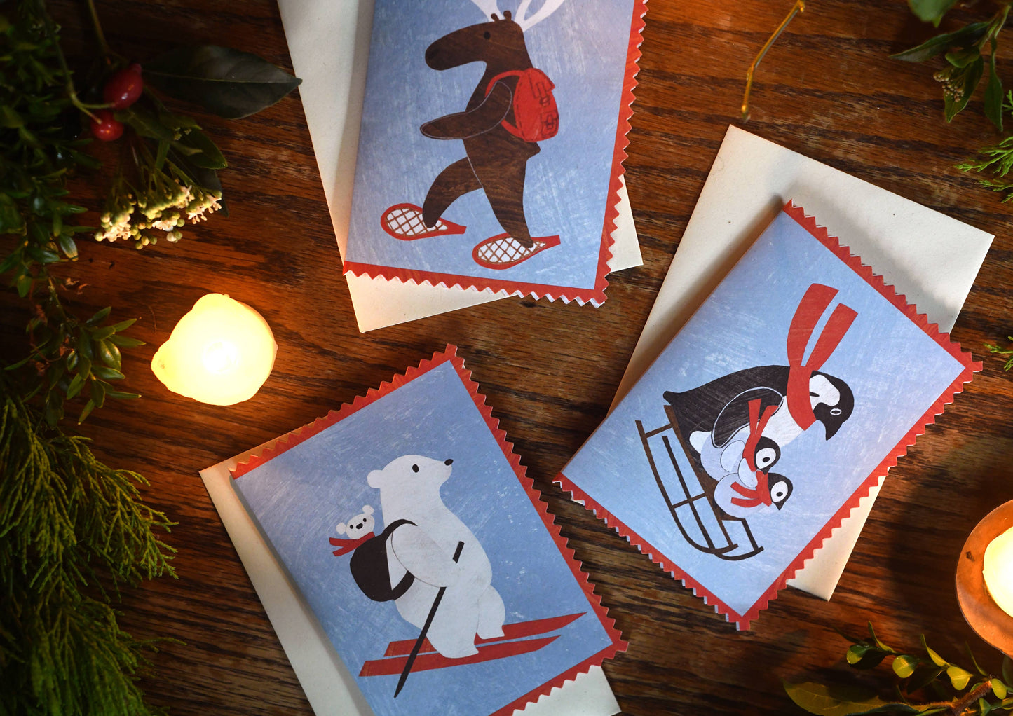 Penguin Family Shaped Christmas Card