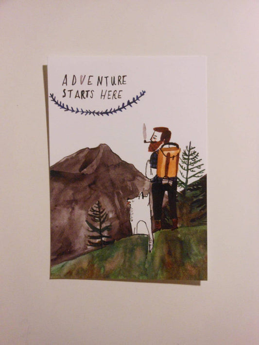 Adventure Starts Here Postcard by Dick Vincent DV11