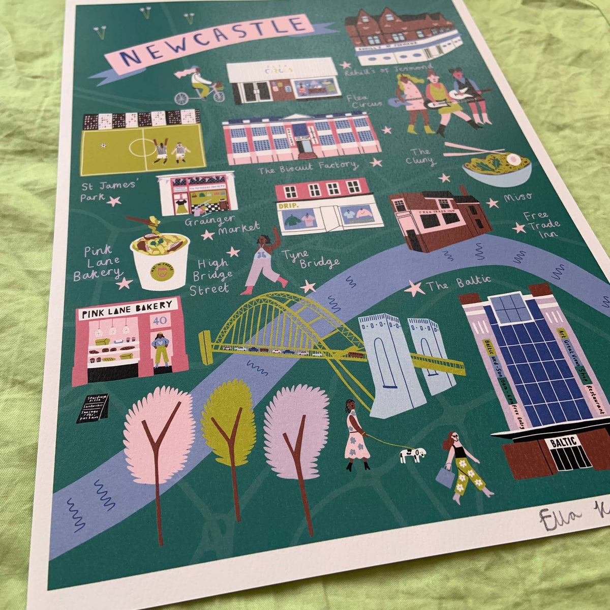 Newcastle Illustrated Map Print