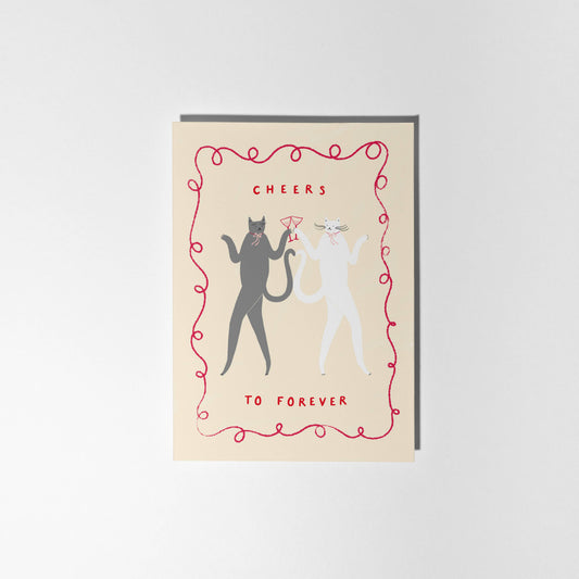 Cheers To Forever Cats Wedding Card | Congratulations Card