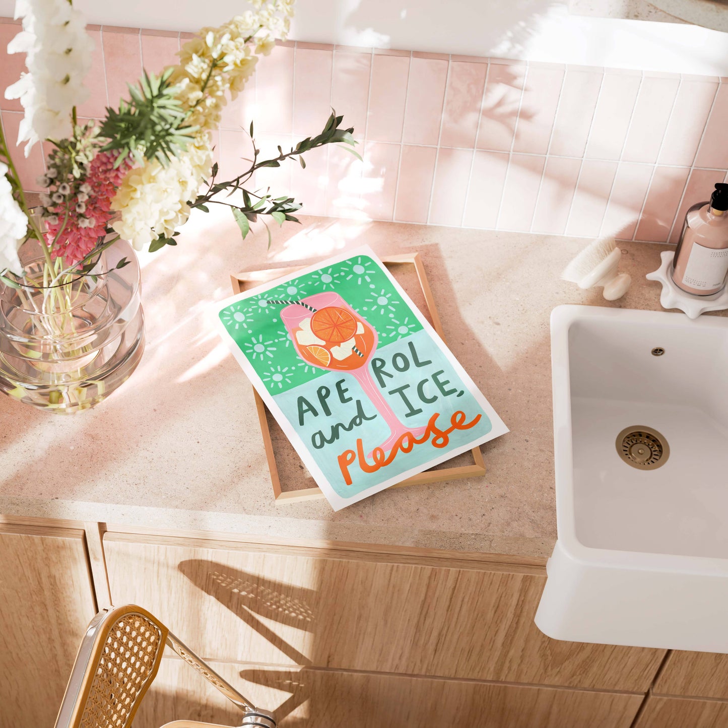 Aperol Cocktail Colourful Art Print | Cocktail Recipe |