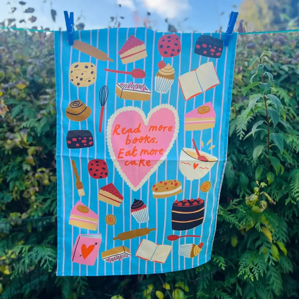 Books & Cakes Tea Towel