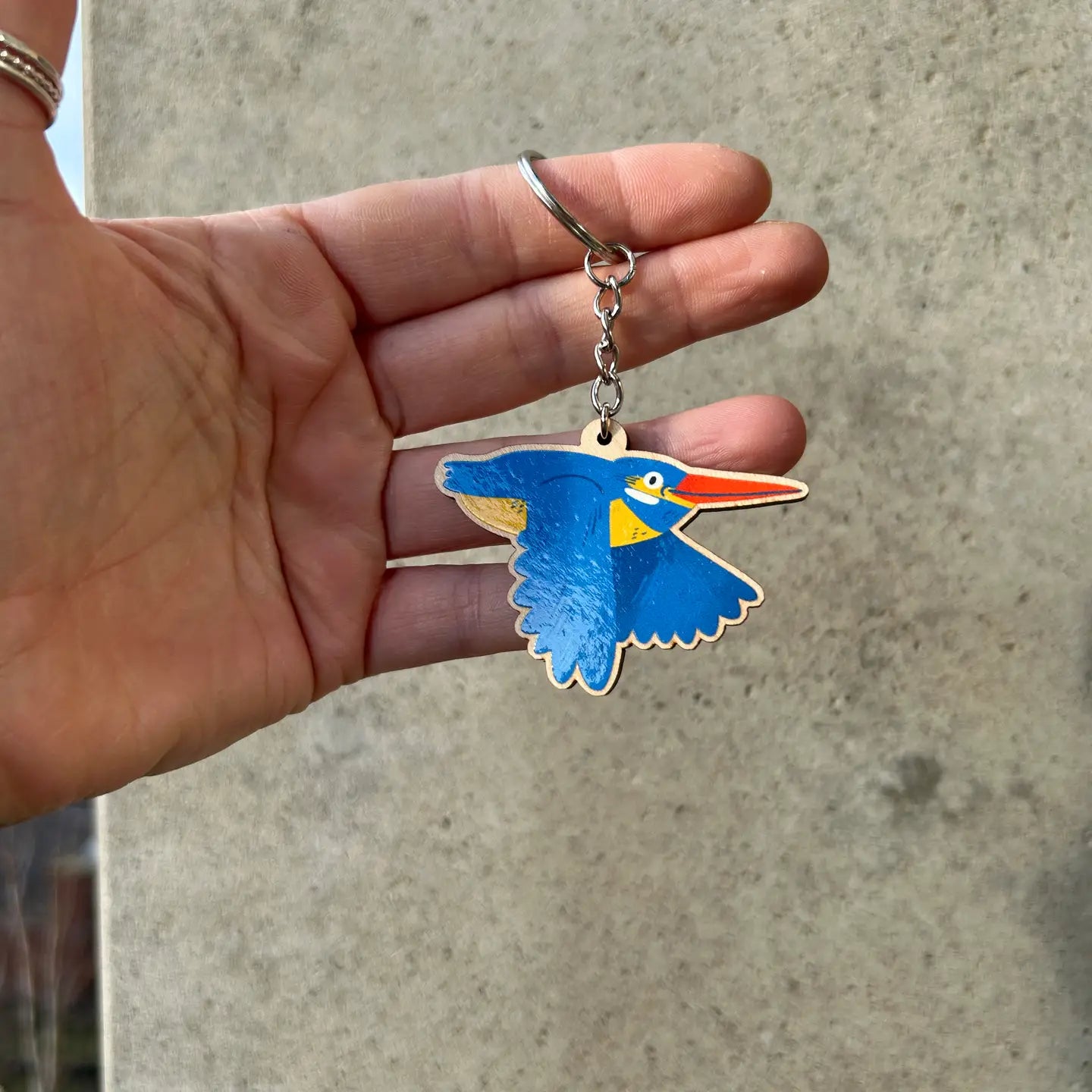 Kingfisher Wooden Keychain