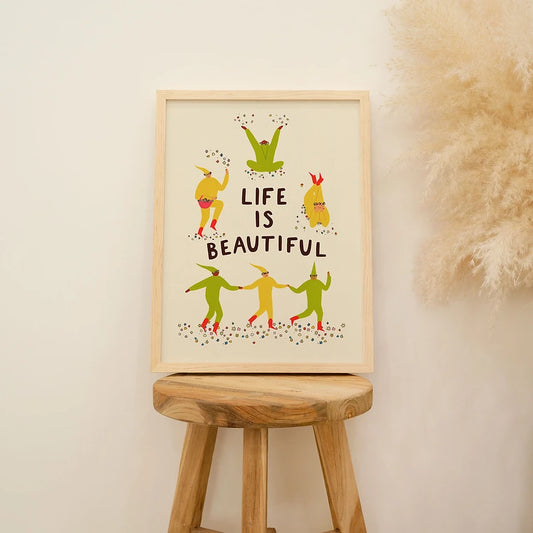 Life Is Beautiful Art Print by Little Black Cat
