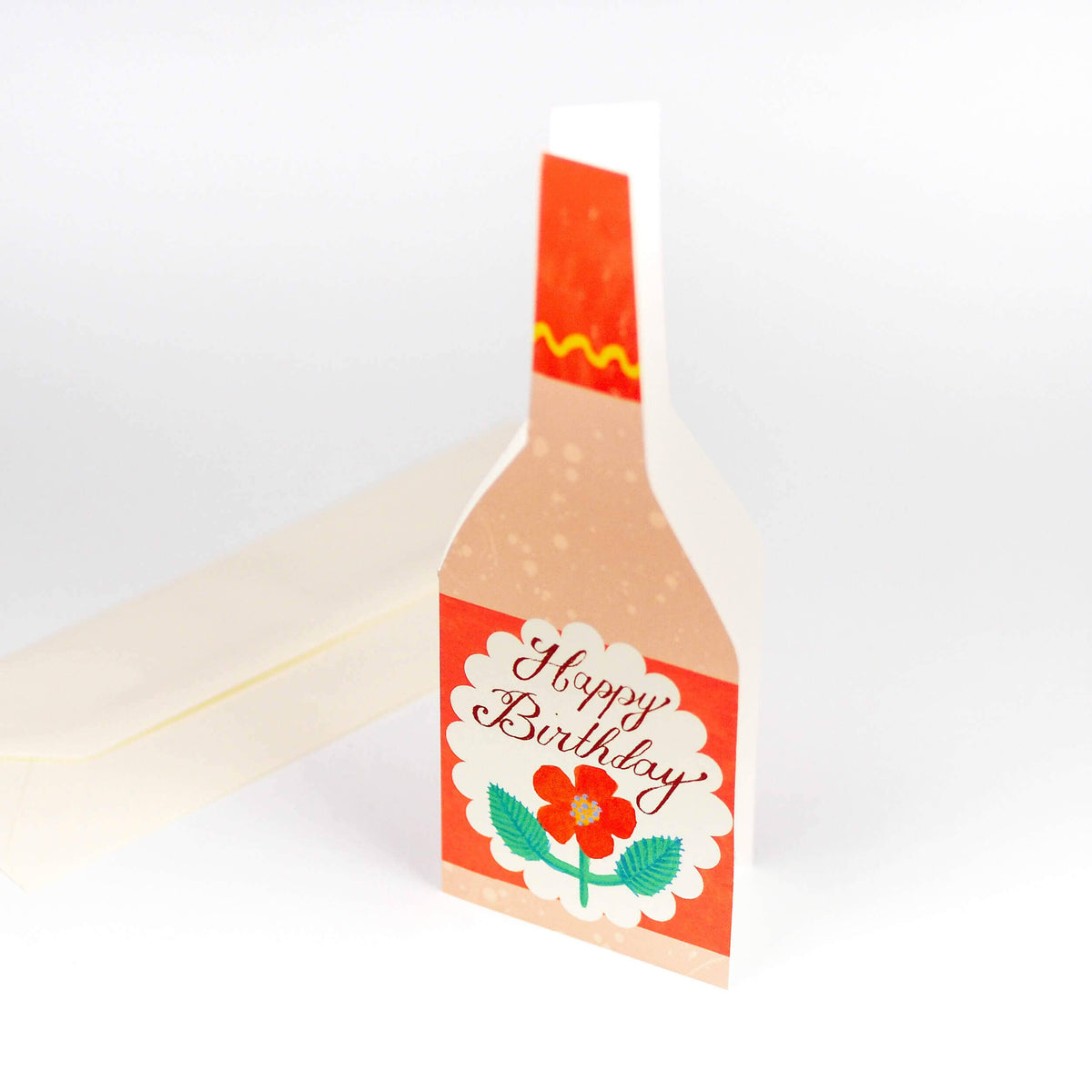 Birthday Rose Wine Bottle Greeting Card