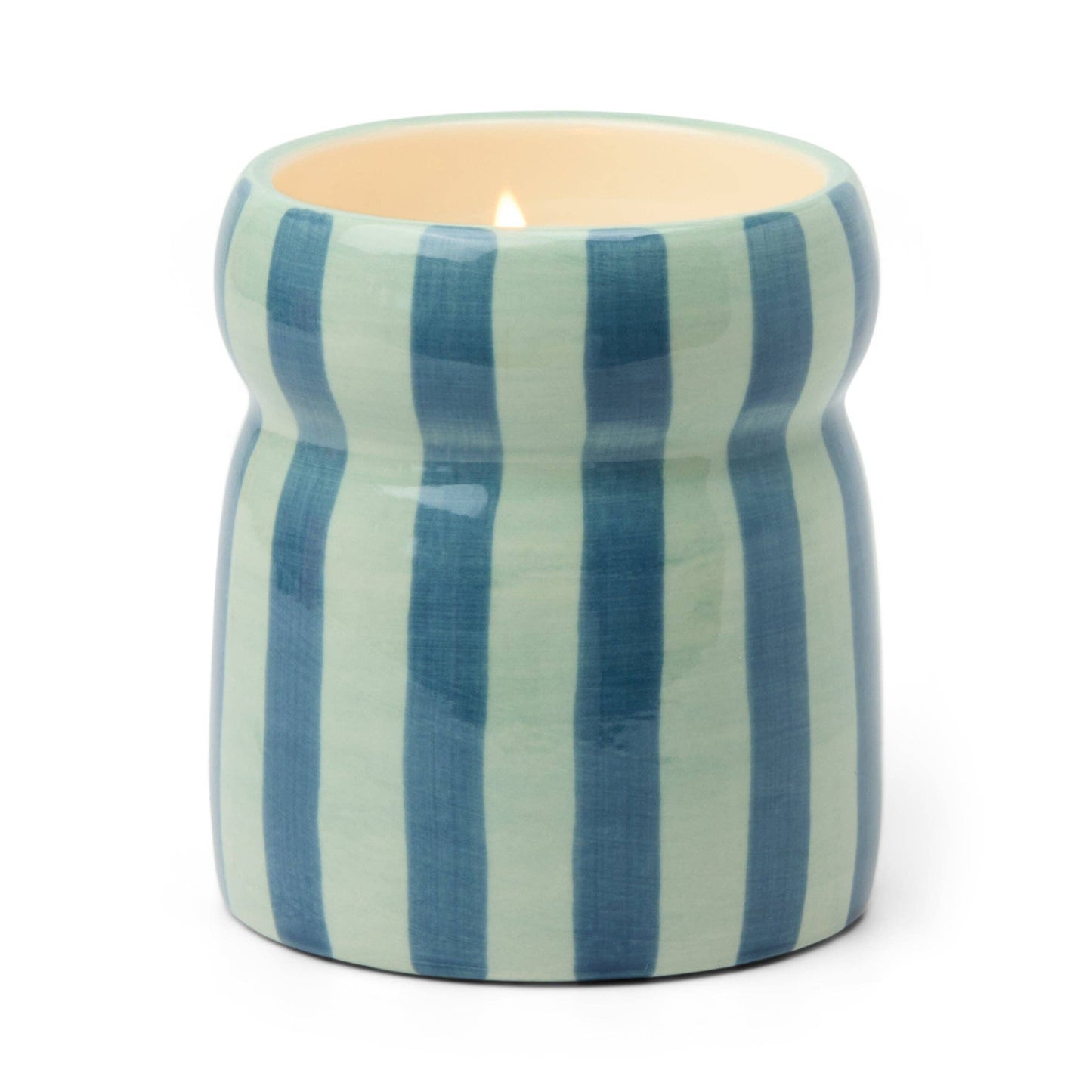 Warm Cider / Cabana / Blue/Navy Striped Ceramic Candle