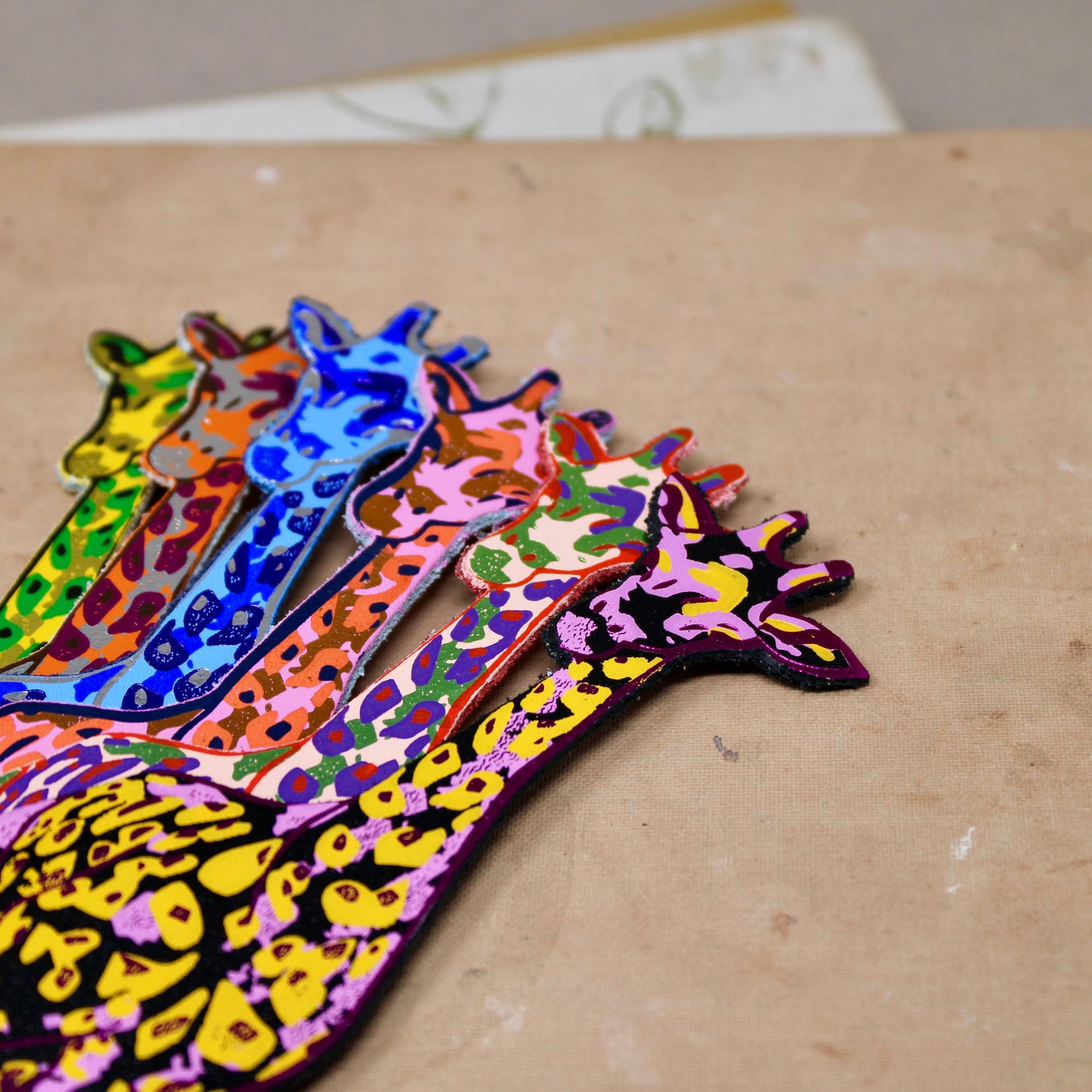 Giraffe Shaped Leather Bookmark