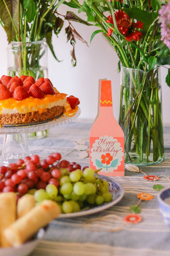 Birthday Rose Wine Bottle Greeting Card