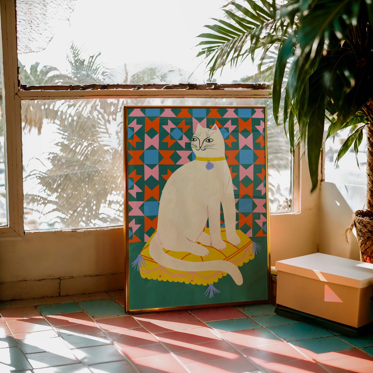 Staffordshire Cat Art Print | Cat Kitty Feline Pet Portrait