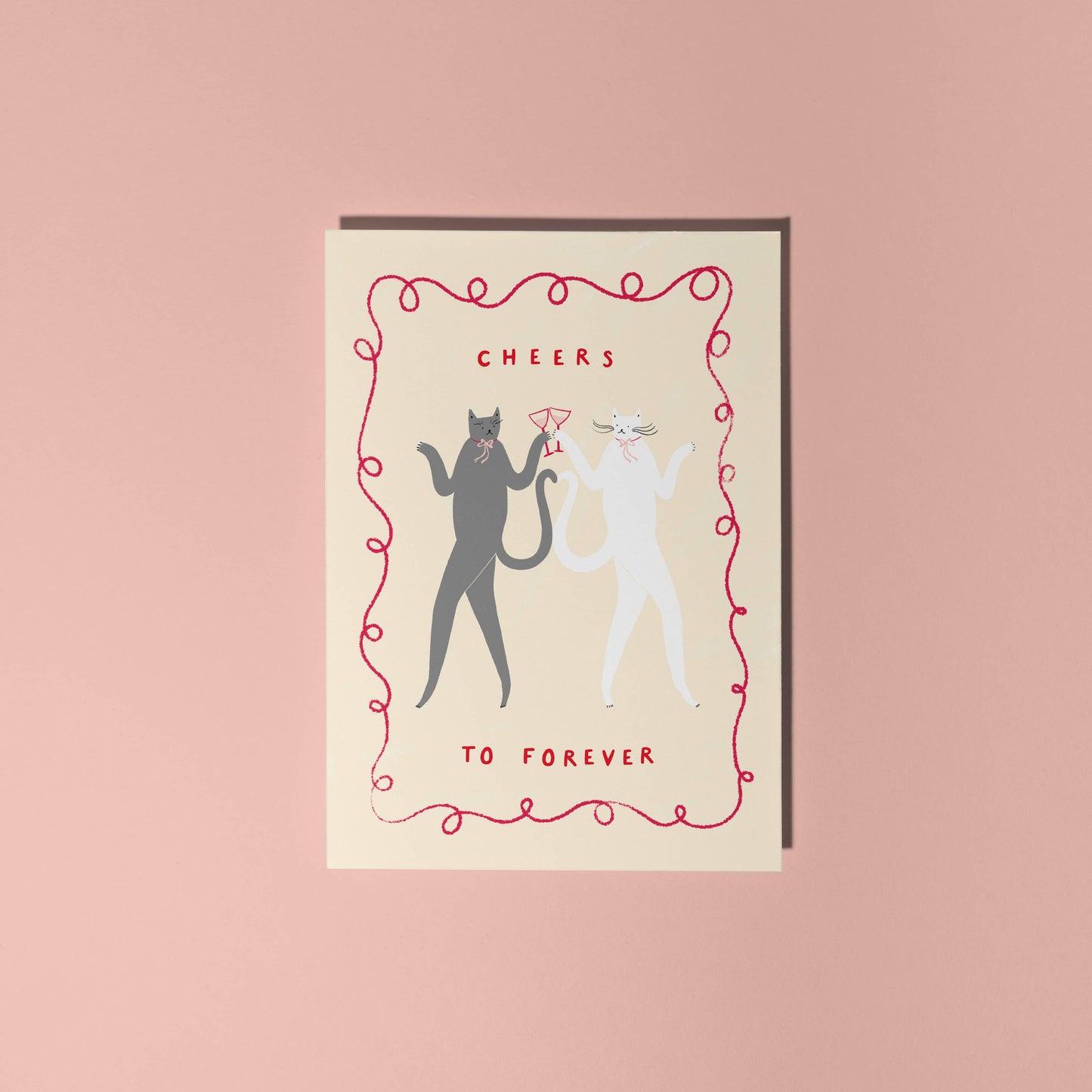 Cheers To Forever Cats Wedding Card | Congratulations Card