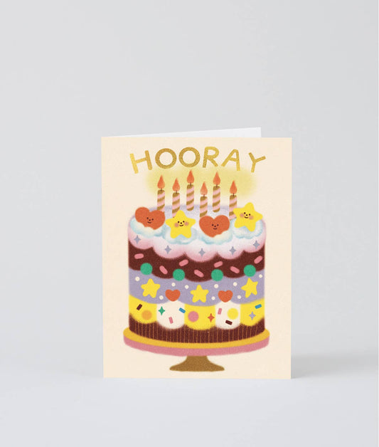 Hooray Happy Birthday Cake Greeting Card