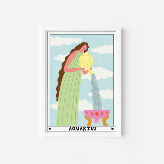 Tarot Aquarius Horoscope A4 Art Print