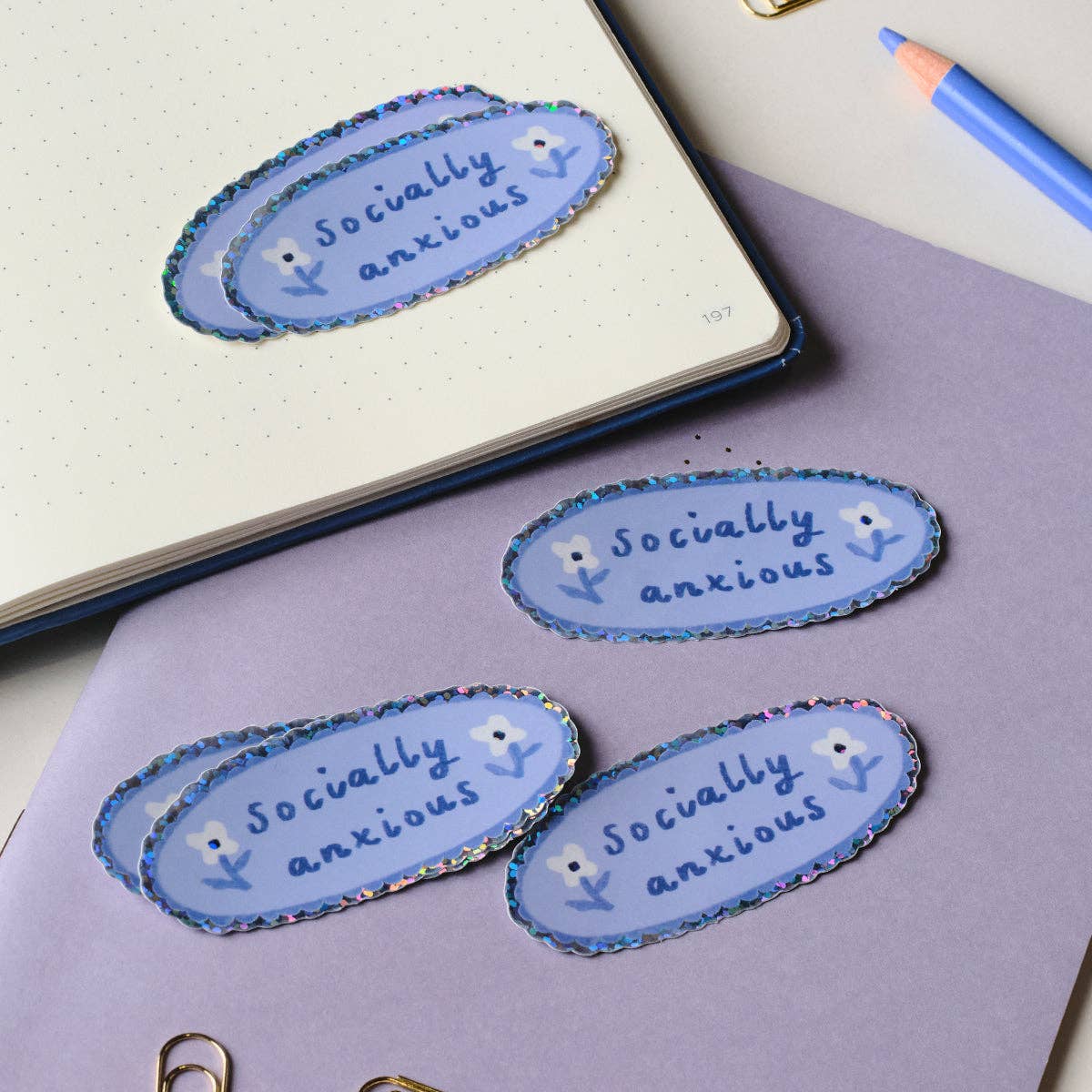 Socially Anxious Holographic Vinyl Sticker