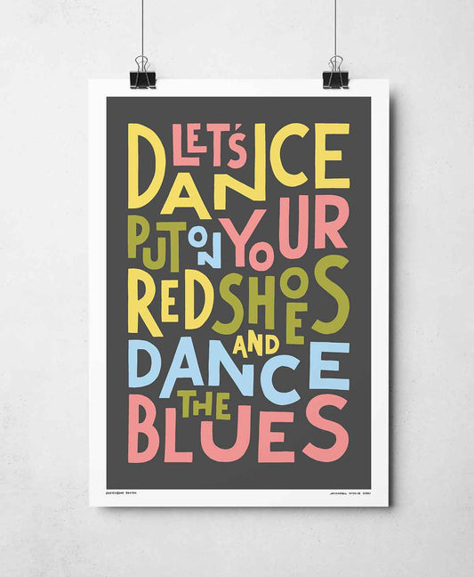 Let's Dance Colourful Song Lyric Typography Print