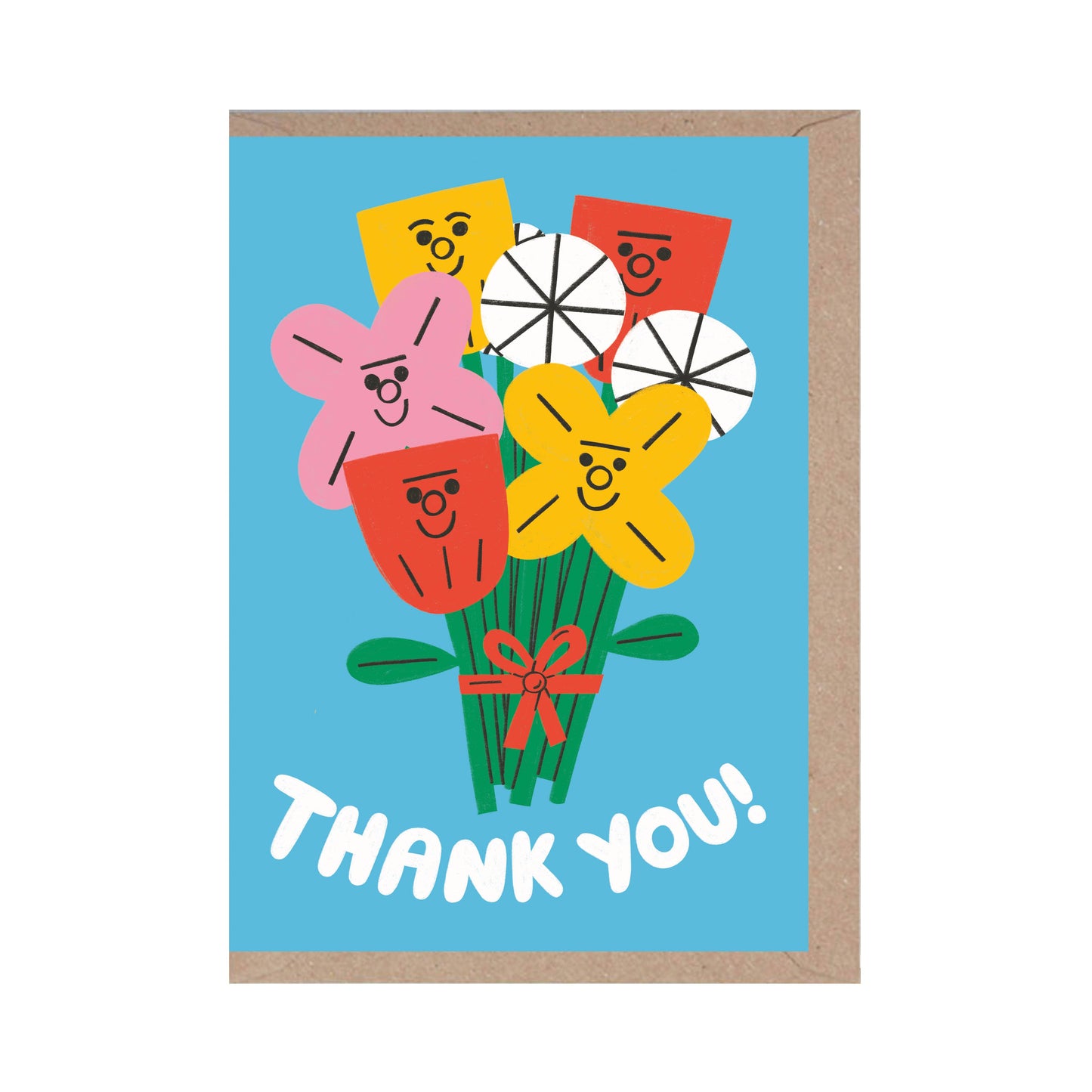 Thank You Smiley Flowers Greeting Card