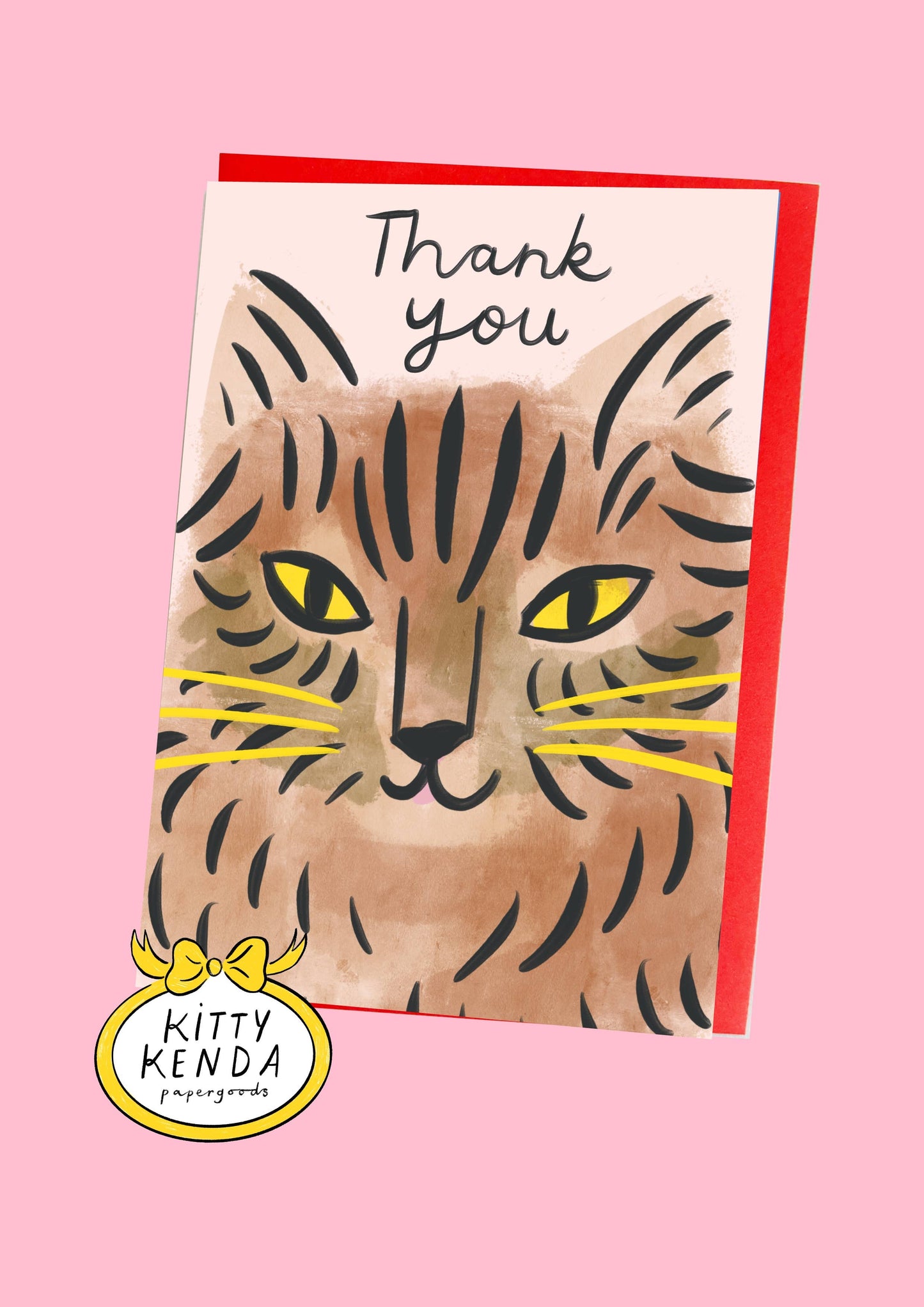 Tabby Cat Thank You Greeting Card