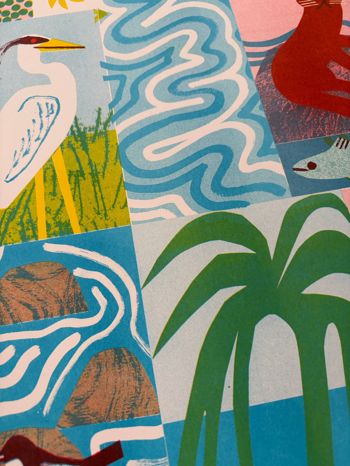 'Rivers' Colourful Nature Risograph Print