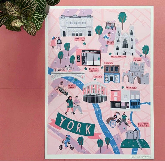 York Illustrated Map Print
