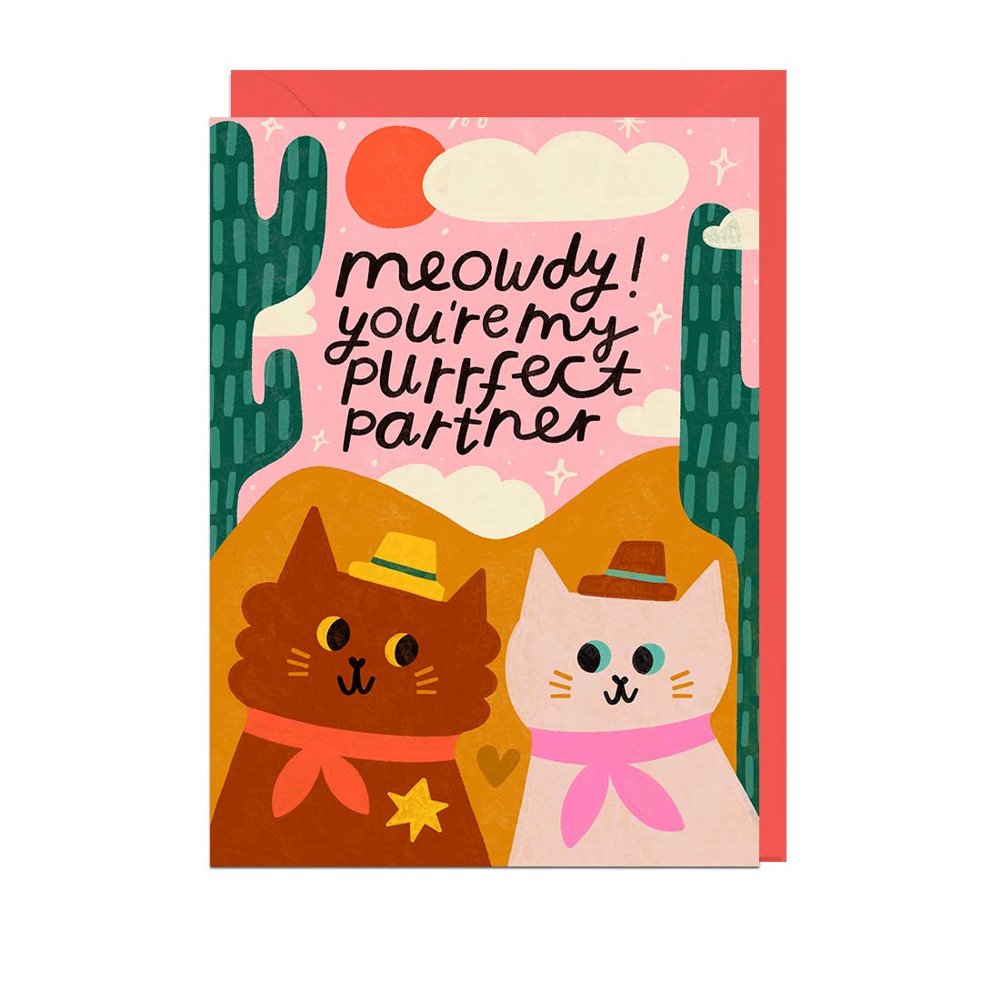 Meowdy Purrfect Partner Greeting Card