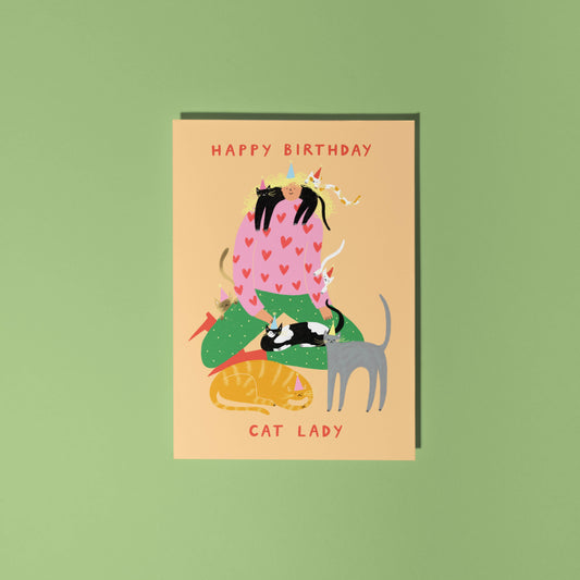 Happy Birthday Cat lady Greeting Card