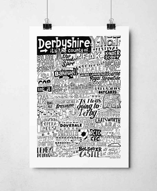 Derbyshire Landmarks Art Print