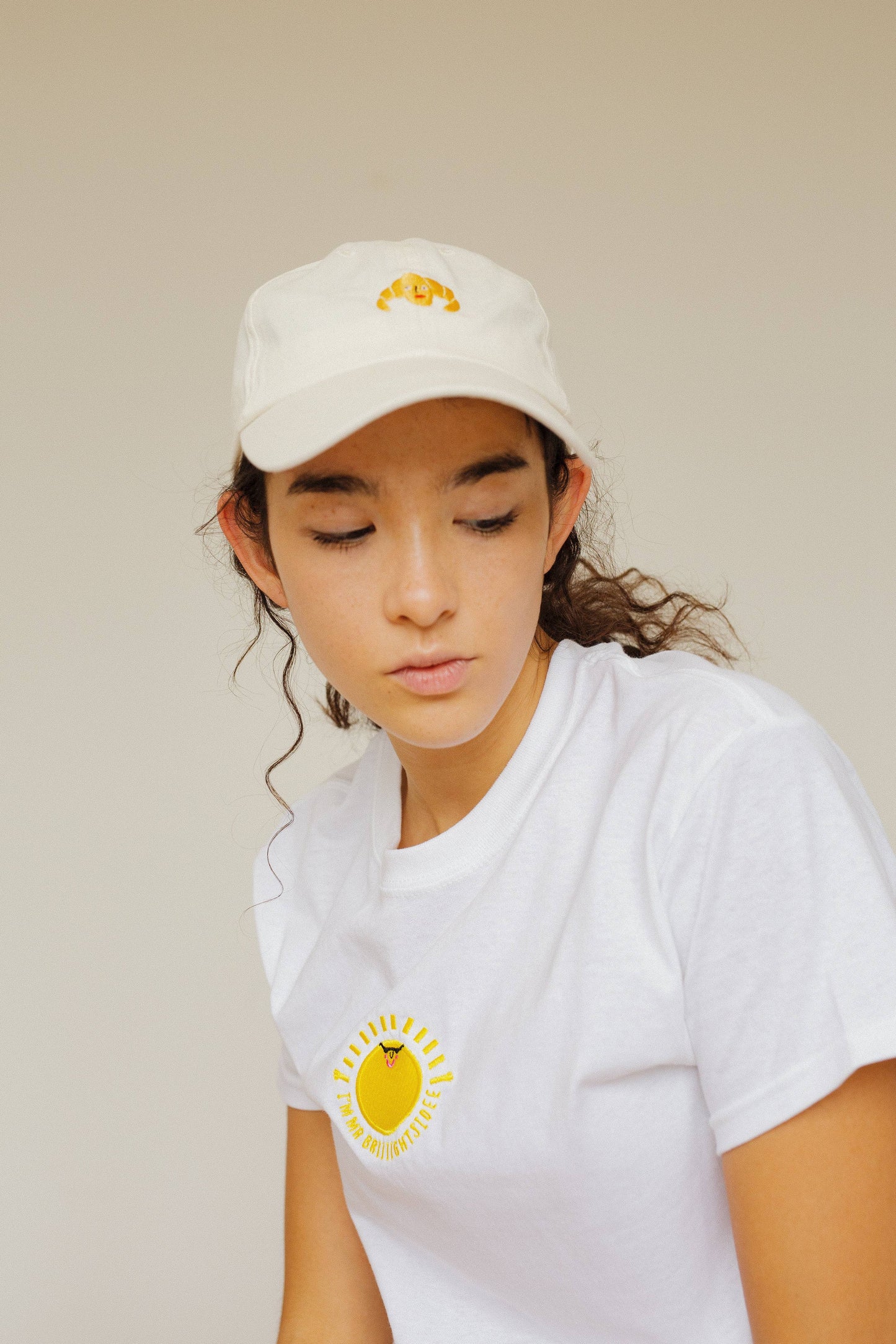 Cross Croissant Embroidered Cap