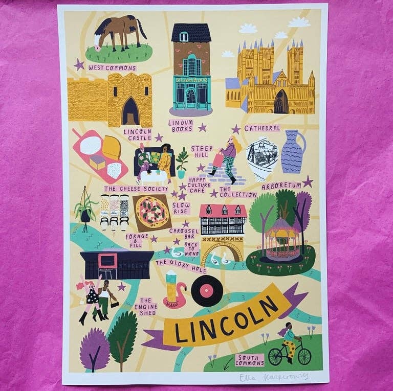 Lincoln Illustrated Map Print