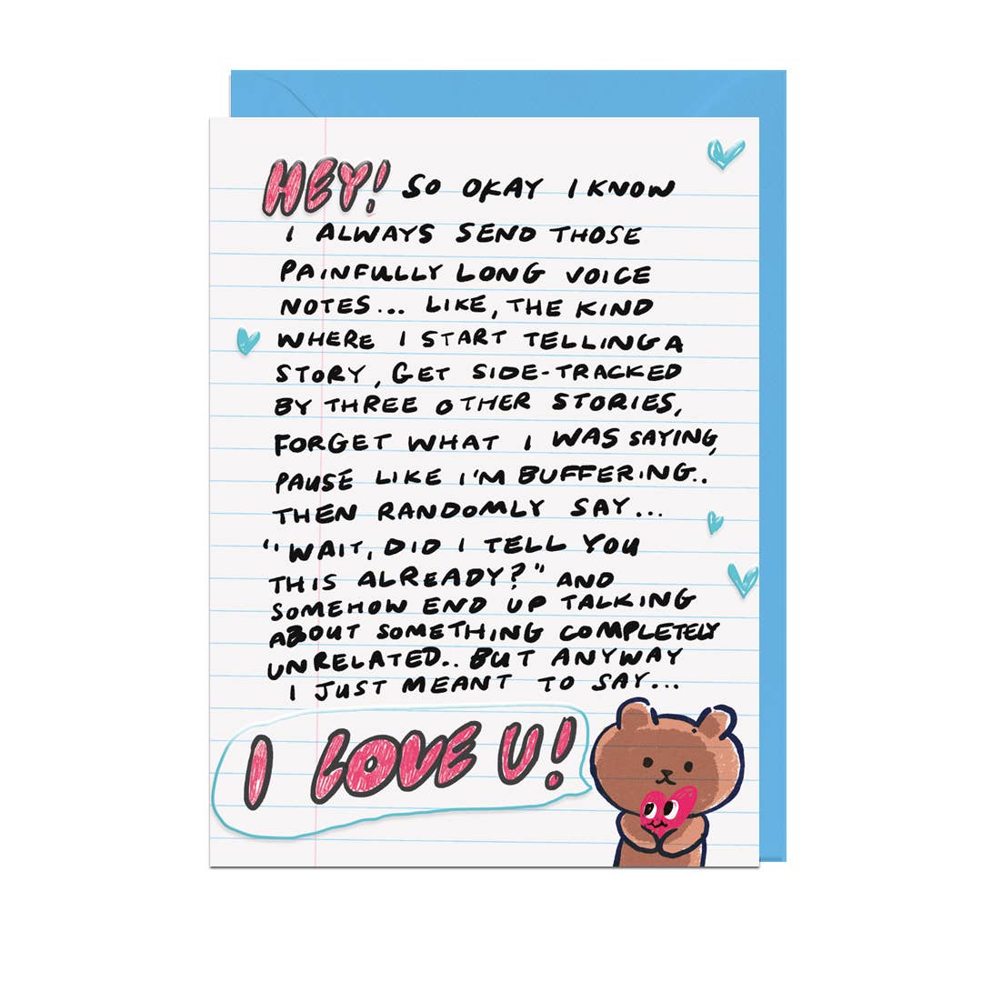 LONG LOVE YOU, EMBOSSED, PALE BLUE ENVELOPE Card