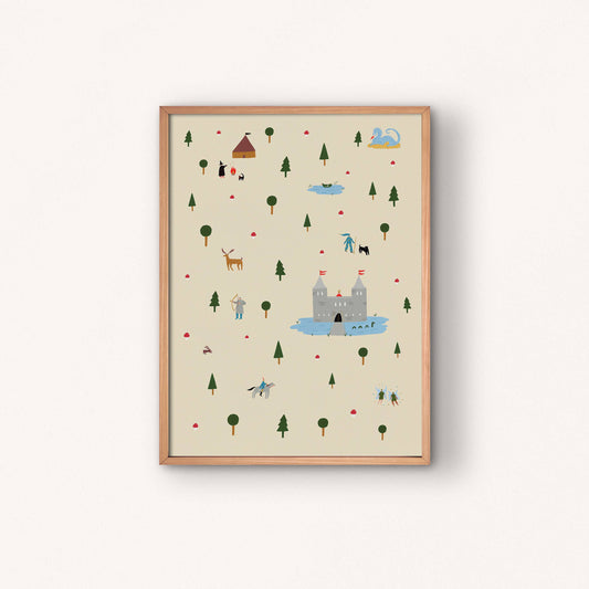 Medieval Enchanted Forest A3 Art Print