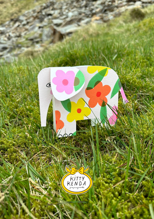 Elephant A6 Standing Luxury Eco Card - Rainbow