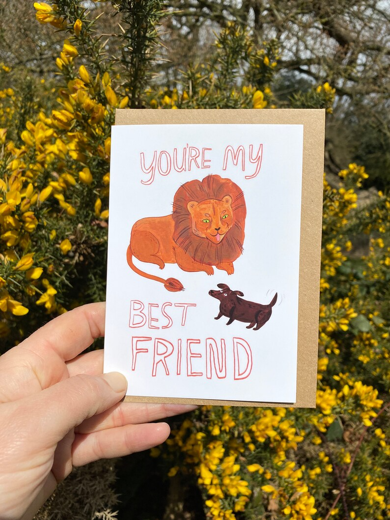You're My Best Friend, Lion and Sausage Dog Card by Fernandes Makes