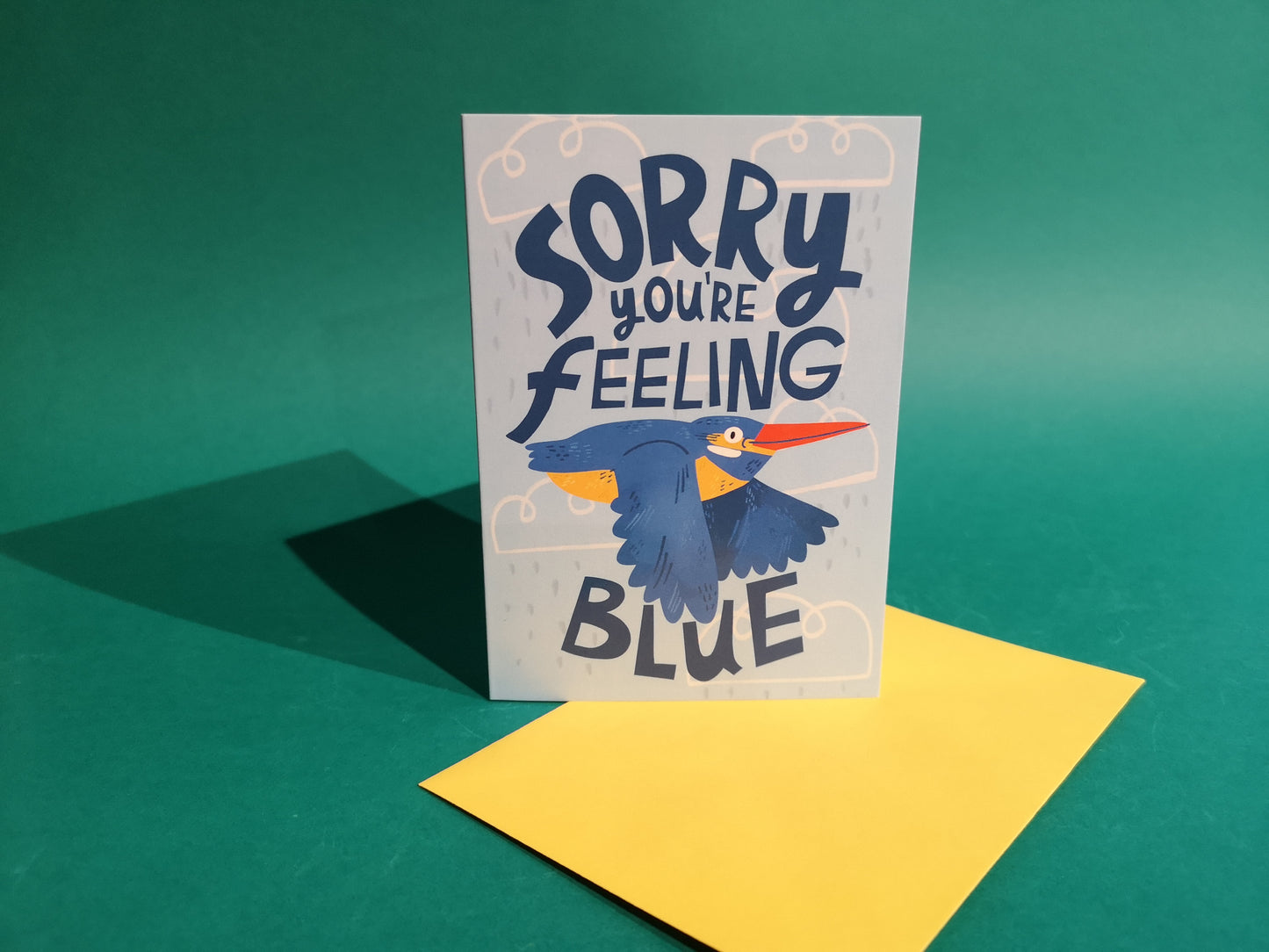 Sorry You're Feeling Blue Kingfisher Card by Fernandes Makes