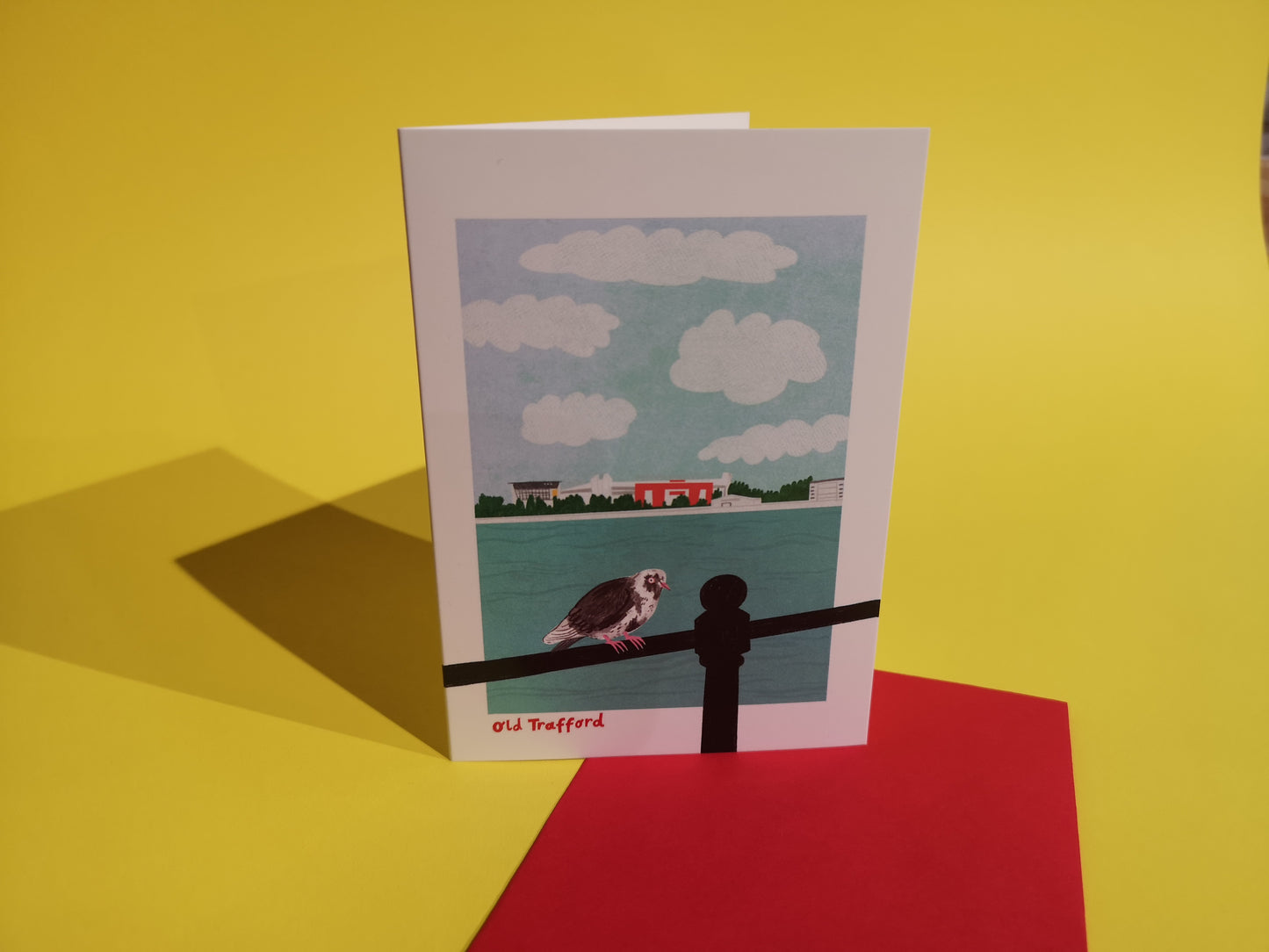 Birds Eye View Old Trafford Greetings Card by Fernandes Makes