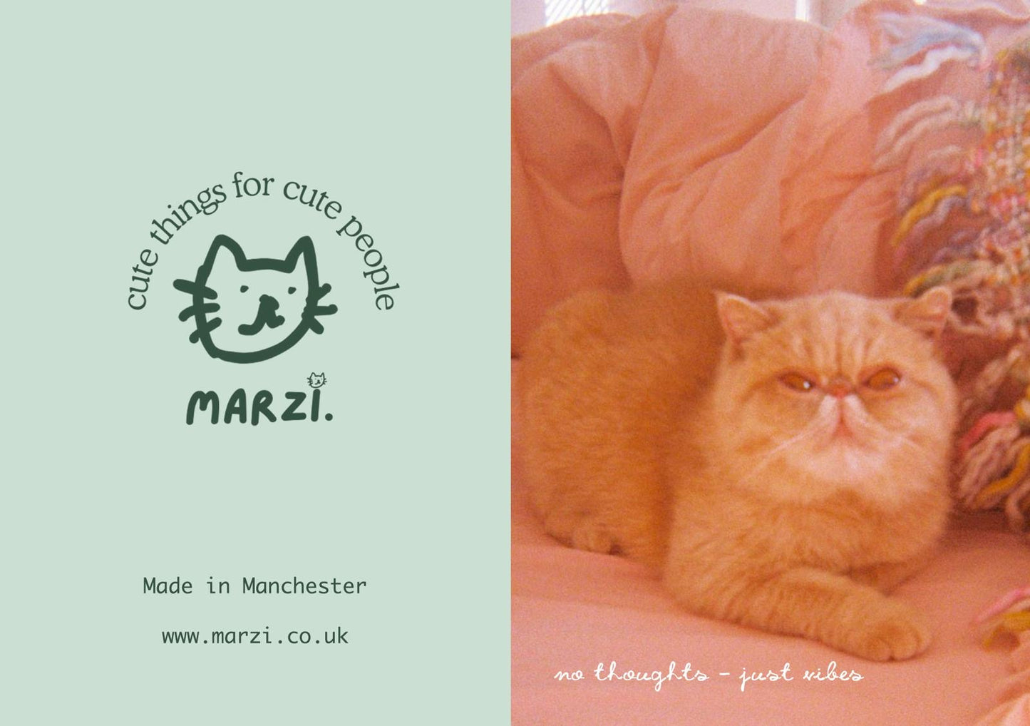 No Thoughts Just Vibes Cat Greeting Card