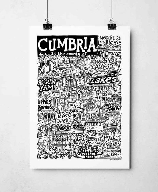 Cumbria Landmarks Art Print