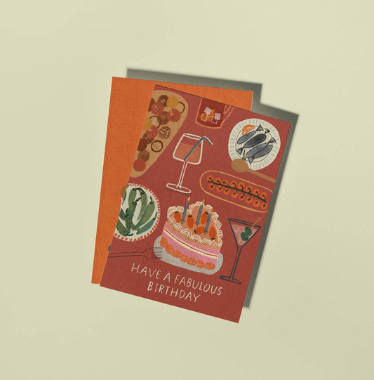 Fabulous Foodie Birthday Card | Dinner Party Illustration