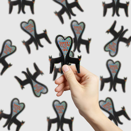 Nobody Is Mad At You Glitter Black Cat Vinyl Sticker