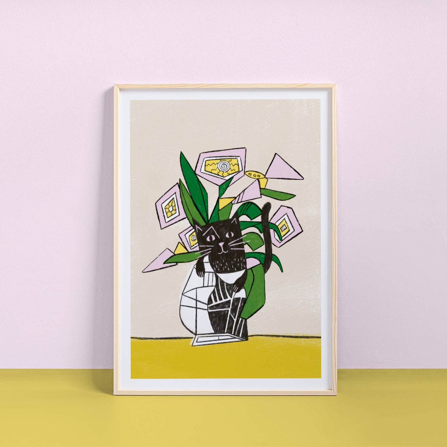 Pablo Picatso Flowers Cat Print