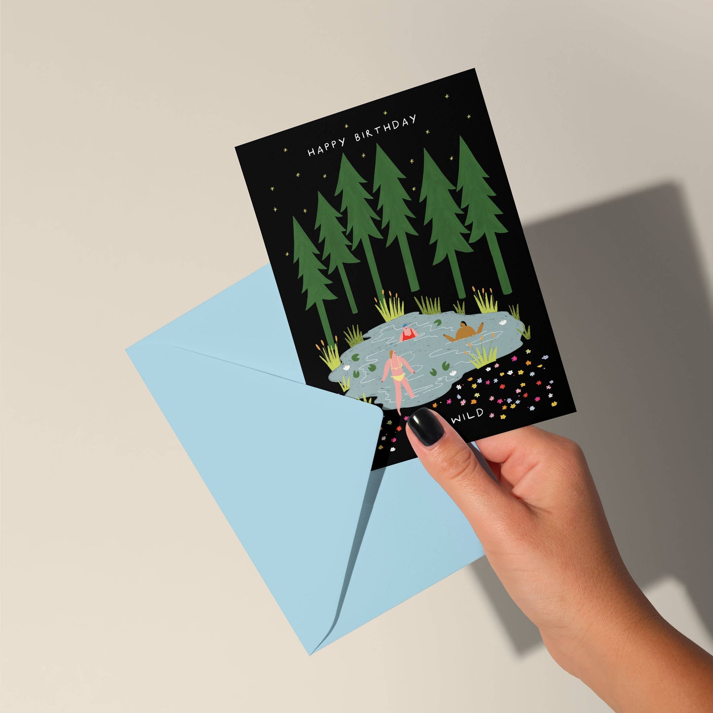 Stay Wild Swimming Birthday Card | Nature Card | Folky Card