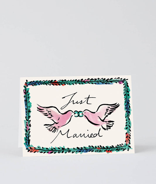 Just Married Wedding Doves Greetings Card