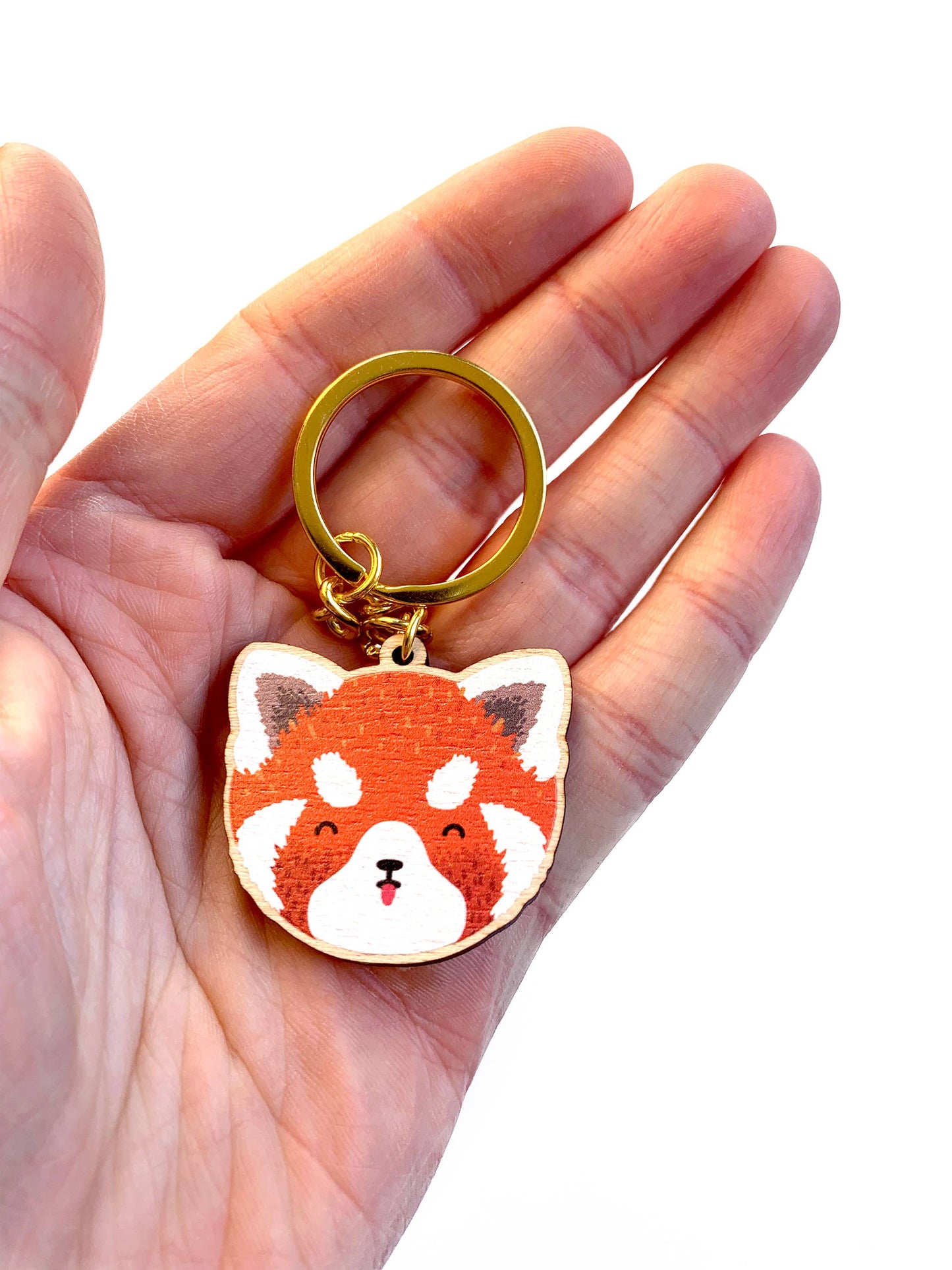 Cheeky Red Panda Wooden Key Ring