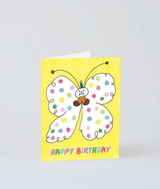 Happy Birthday Spotty Butterfly Greeting Card