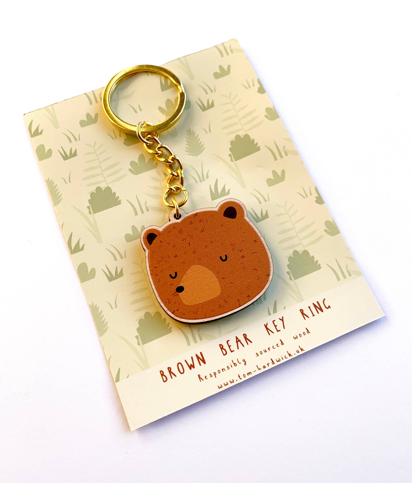 Brown Bear Wooden Key Ring