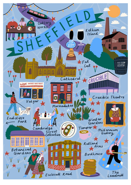 Sheffield Illustrated Map Print