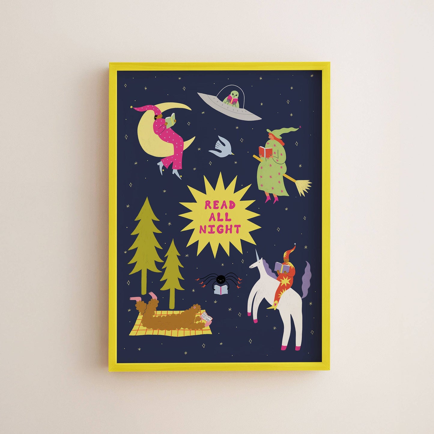 Read All Night Art Print